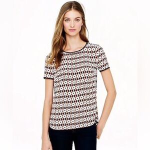 J.Crew Tipped Silk Tee in Diamond Tile, Sz 2